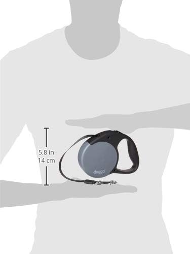 doggo Everyday Retractable Dog Leash, 16' Long Belt, Medium for Dogs Up to 65 lbs, Grey with Black Soft Grip Handle