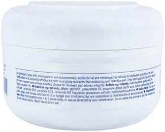 CeraSoothe CHX+KET Antiseptic Wipes for Dogs, Cats & Horses – Chlorhexidine 2% & Ketoconazole 1% for Skin & Coat Cleansing, 30 count