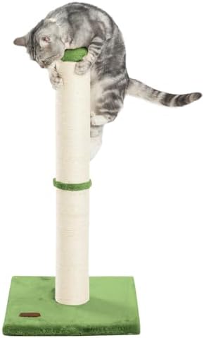 Karolpar 34inch Cat Scratching Post with Natural Sisal Rope 4.3Inch Large Diameter Scratcher Post Tree for Indoor Cats Green
