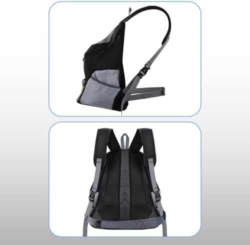 Adjustable Pet Dog Carrier Backpack,Ventilated Breathable Pet Carrier for Small Dogs Cats,Cat Carrier Backpack with Safety Belt for Travel Hiking Outdoor,Max 14 lbs,Black