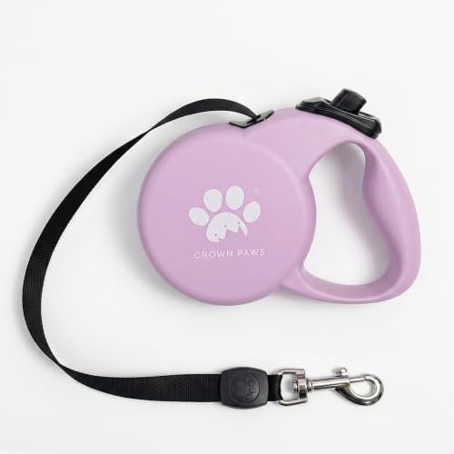 Retractable Dog Leash (Small), 10ft Heavy Duty Nylon Tape for Dogs up to 33 lbs, One-Hand Brake & Lock, Tangle-Free, Compact Lightweight Design, Pink S GC-DAN