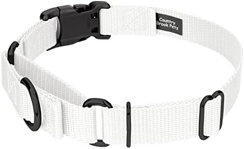 Martingale Dog Collar - Heavy Duty Nylon Adjustable Martingale Dog Collar with Plastic Buckle for Small Medium Large Breeds - 30+ Colors (5/8 Inch, Extra Small, White)