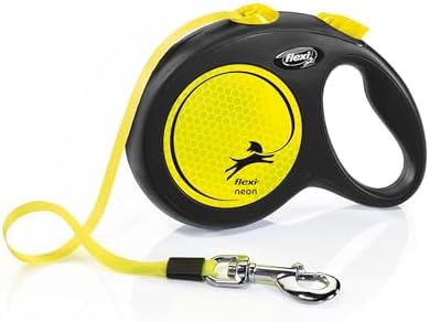Flexi Neon Retractable Dog Leash (Tape) , 16 ft, Large, Black/Neon