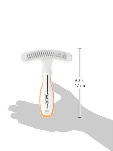 Wahl 2-in-1 Combination Double Row Pet Rake with Hair Shedding Blade for Dog or Cat Fur by The Brand Used by Professionals – Model 858424 1 Count (Pack of 4)