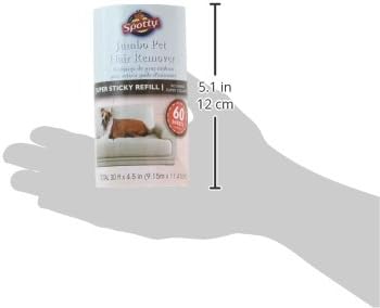 Spotty Jumbo Extra Sticky, Adhesive Lint Roller Refill, Pet Cat & Dog Hair Remover for Clothes and Furniture, 60 Sheet ct (Pack of 6)