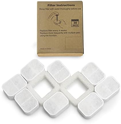 10 Pack Cat Water Fountain Replacement F-ilters, 8 Pack Pet Fountain Replacement F-ilters and 2 Pack Foam Filters for Tritone/Fiumi Ceramic Pet Lotus Ceramic Pet Drinking Fountain