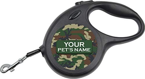 Camo Retractable Dog Walking Leash | Personalized w/Your Pet's Name (Green)
