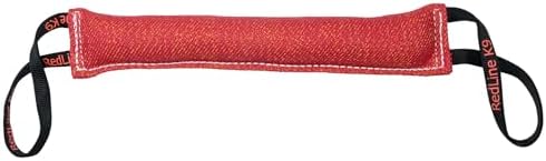 REDLINE K-9 Dog Bite Tug Toy 3" X 16" 2 Handle Bite Suit French Linen (Red)