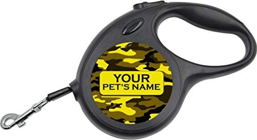 Camo Retractable Dog Walking Leash | Personalized w/Your Pet's Name (Yellow)