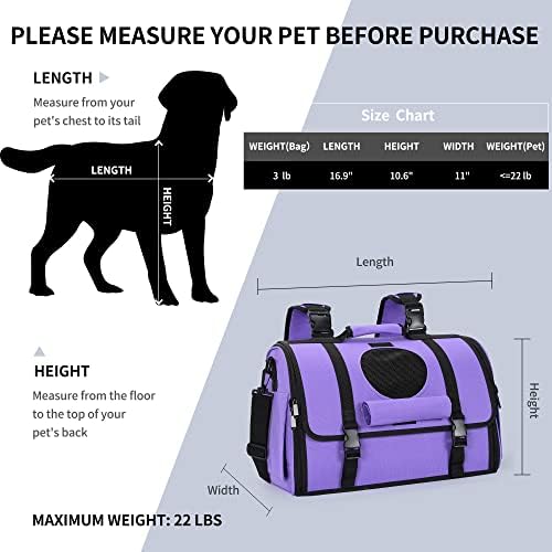 Mile High Life | Outdoor Travel Pet Carrier | Hiking Outdoor Dog Carrier Backpack | Collapsible Dog Carrier for Small Medium Dogs | Cat Crates w Breathable Mesh with Soft-Sided (Purple)