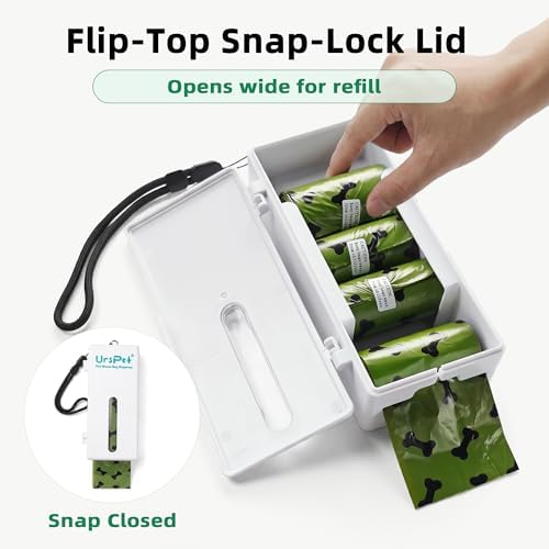 URSPET Dog Poop Bag Dispenser with 4 Rolls, Wall Mount Pet Waste Holder
