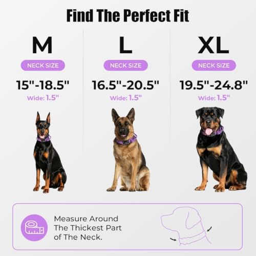 Tactical AirTag Dog Collar with Holder for Medium Large Dogs, Purple, L