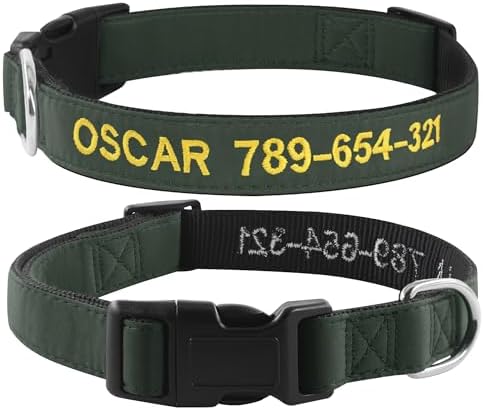Kuley Personalized Dog Collar, Embroidered with Pet Name and Phone Number