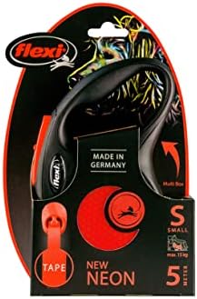 Flexi New Neon Tape Orange Small 5m Retractable Dog Leash/Lead for Dogs up to 15kgs/33lbs