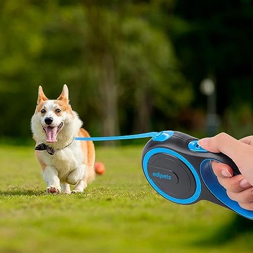 Extendable Retractable Dog Leash, 3, 5 and 8 Metres, Flexible Tape for Training and Walking, Safe and with Brake, Design and Comfortable Grip (Blue, 5 Metres <50 kg)