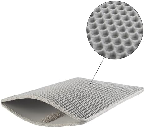 Cat Litter Mat - 24x15-Inch Waterproof Litter Box Mat with Dual-Layer Honeycomb Design for Trapping Litter - Slip-Resistant Cat Mat by PETMAKER (Gray) (Pack of 2)