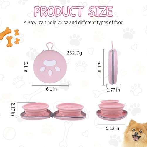 Collapsible Dog Bowls, 2-in-1 Pet Travel Bowls Blue Orange