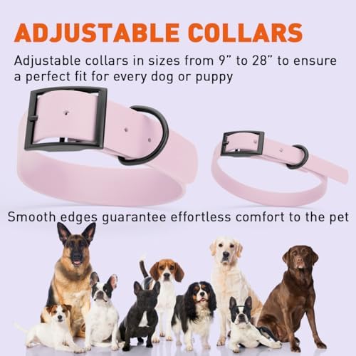 Dogline Biothane Waterproof Dog Collar Strong Coated Nylon Webbing with Black Hardware Odor- Proof for Easy Care Easy to Clean High Performance Fits Small Medium or Large Dogs, Pastel Purple
