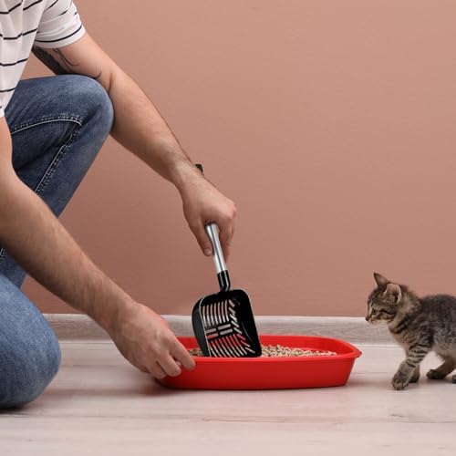 32 Inch Cat Litter Scooper Metal Long Handle Cat Litter Scoop, Black