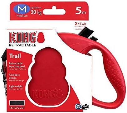 Alcott Kong Retractable Trail, Medium, Red, 16' Long