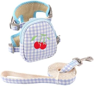 Pet Backpack Harness with Leash Pet Self Mini Backpack Dog Poop Bag Dispenser Adjustable Pets Medium Daily Backpack Animal Leash Cat Dog Self Mini Carrier for Dog Training Walking (Blue, Small)