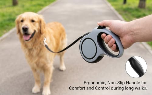 Retractable Dog Leash 26ft for Large Dogs up to 110lbs, Gray