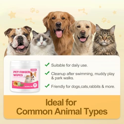 Dog Ear Finger Wipes for Dogs & Cats, Green Tea Scent, 50 Count