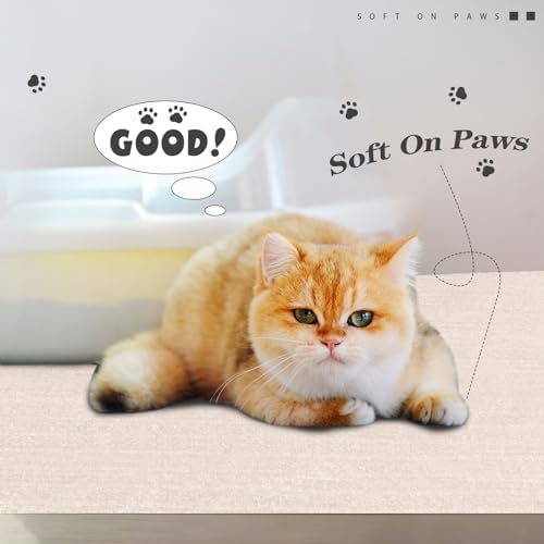 Tinideya 2 Pcs Corner Cat Litter Mat Waterproof Litter Box Mat, Beige White