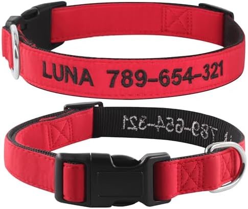 Kuley Personalized Dog Collar, Embroidered with Pet Name and Phone Number
