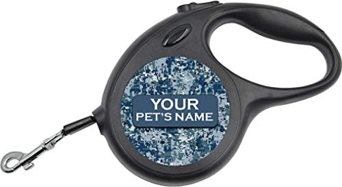 Camo Retractable Dog Walking Leash | Personalized w/Your Pet's Name (Arctic Digital)