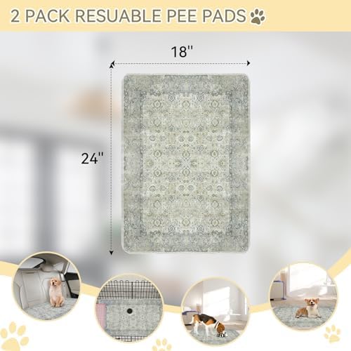 Washable Pee Pads for Dogs and Cats - 100% Waterproof Leakproof Reusable Puppy Pads, Super Absorbent & Non-Slip Whelping Training Pads Litter Mat for Furniture Protector Pet Housebreaking
