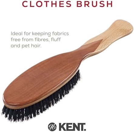Kent CS1B Clothes Brush, Fabric Lint Remover for Cotton, Wool, Suede and Silk, Pure Black Bristles Handcrafted Two Tone Cherrywood Veneer Remover for Dust, Fluff and pet Hair. Made in England