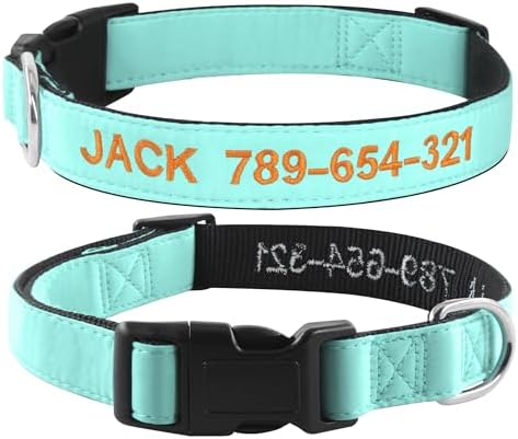 Kuley Personalized Dog Collar, Embroidered with Pet Name and Phone Number