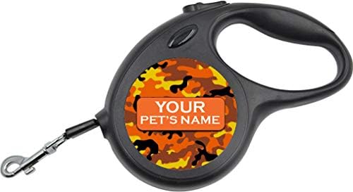 Camo Retractable Dog Walking Leash | Personalized w/Your Pet's Name (Orange)