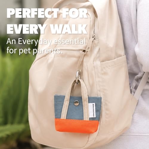 Dog Poop Bag Holder for Leash with 1 Waste Bag Roll, Canvas, Beige Handle