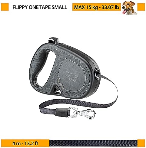 Ferplast Retractable Dog Lead Extendable Dog Leash Dogs Flippy ONE Tape S, Extendable Tape, 4 m, max 15 kg, Black
