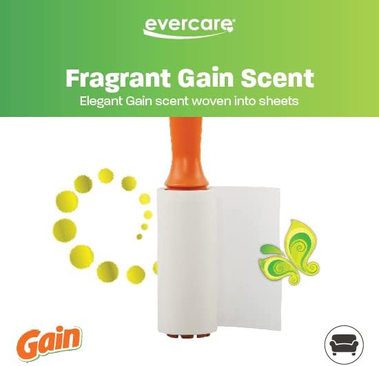 Evercare Gain Scented All-Purpose Lint Roller Brushes with 50 Sheets, Manual Refillable Lint Rollers with Gain Scent (Pack of 36)