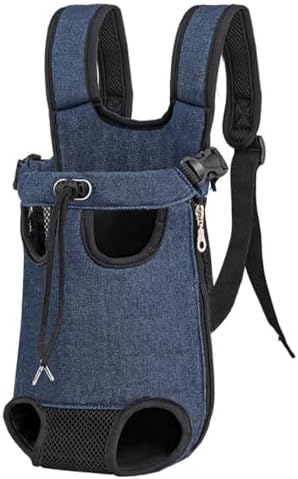 Front Cat Dog Backpack Travel Bag Sling Carrier Portable Outdoor Lightweight and Soft Comfortable Puppy Kitty Rabbit Double-Sided Pouch Shoulder Carry Tote Handbag E-Jeans Blue XL