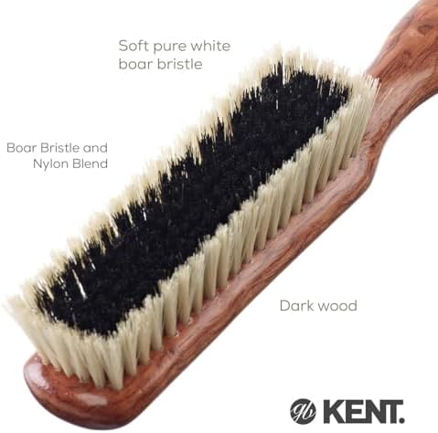 Kent CP6 Clothes Brush. Cashmere Care Dark Wood with Black & White Boar Bristle, Lint Remover for Wool and Silk for Keeping Delicate Fabrics Free from Fibres, Fluff and Pet Hair. Made in England