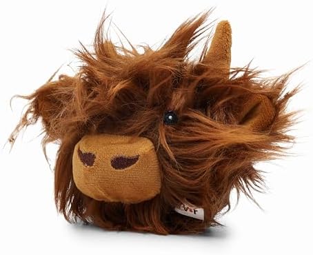 Flourish Pets 2 in 1 Multi-Layer Chew Toy for Active Dogs | Non-Toxic BPA Free Double Stitched Soft Fabric Exterior Dog Toys | Long-Lasting Dog Plush Toys - Hightland Cow 3.5"