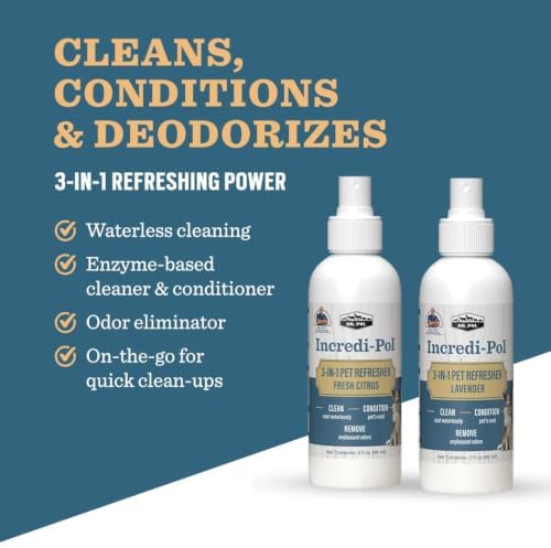 Dr. Pol Incredi-Pol 3-in-1 Pet Refresher | Waterless Coat Cleaner & Conditioner | Pet Odor Eliminator | Fine Mist Spray for Dogs & Cats | Freshens, Cleans & Softens Fur | 3 oz | Fresh Citrus