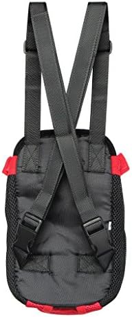 Pet Dog Puppy Cat Carrier Five Holes Backpack Double Shoulder Straps Mesh Front Chest Backpack Bag, M, Red