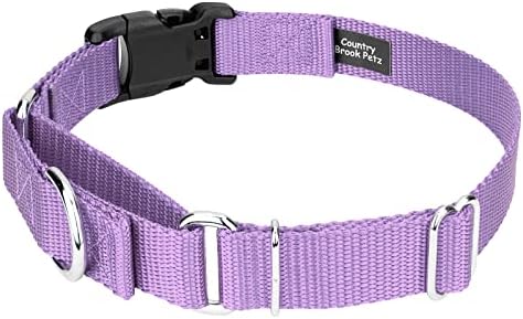 Martingale Dog Collar - Heavy Duty Nylon Adjustable Martingale Dog Collar with Plastic Buckle for Small Medium Large Breeds - 30+ Colors (1 Inch, Extra Large, Lavender)