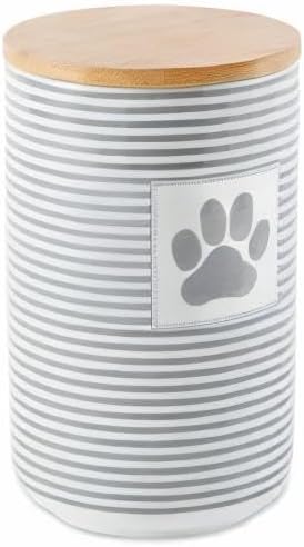 Bone Dry Paw & Patch Ceramic Pet Collection, Treat Canister, 4x6.5, Gray