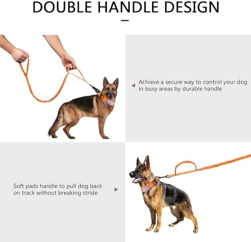 DAGANXI Tactical Dog Collar, Adjustable Military Training Nylon Dog Collar with Control Handle and Heavy Metal Buckle for Medium and Large Dogs, with Patches and Airtags Case (Orange-Set, XL)