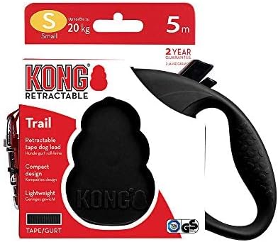 Alcott Kong Retractable Trail, Small, Black, 16' Long