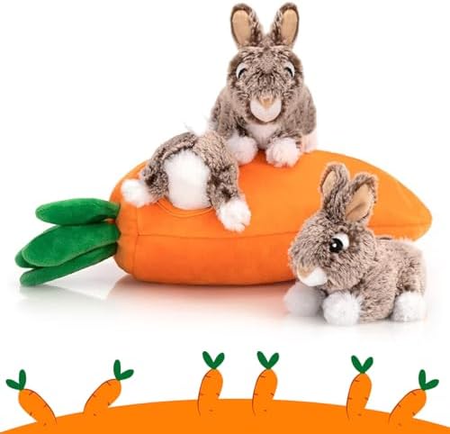 Hollypet Squeaky Hide and Seek Dog Toys for Small and Medium Dogs, Rabbit