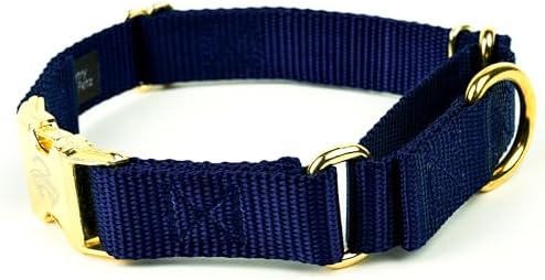 Country Brook Petz - Martingale Dog Collar - Heavy Duty Nylon Adjustable Martingale Dog Collar with Metal Buckle for Small Medium Large Breeds - 30+ Color Options (3/4 Inch, Small, Navy Blue)