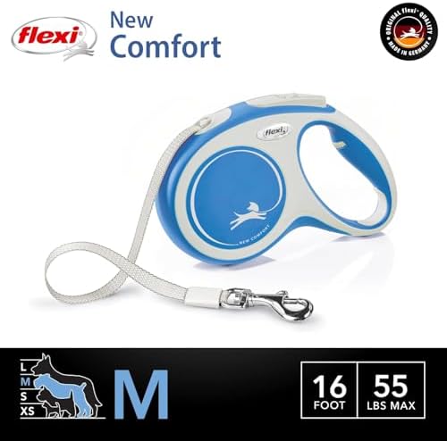 FLEXI® Comfort Tape Retractable Dog Leash, Medium, 16 ft - Blue