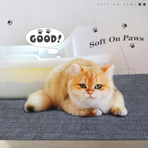 Tinideya 2 Pcs Corner Cat Litter Mat Waterproof Litter Box Mat, Gray